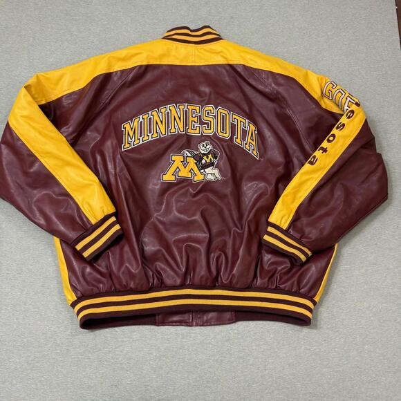 Steve & Barry’s Minnesota Golden Gophers Bomber Jacket Faux Leather Coat Mens XL - Picture 7 of 9